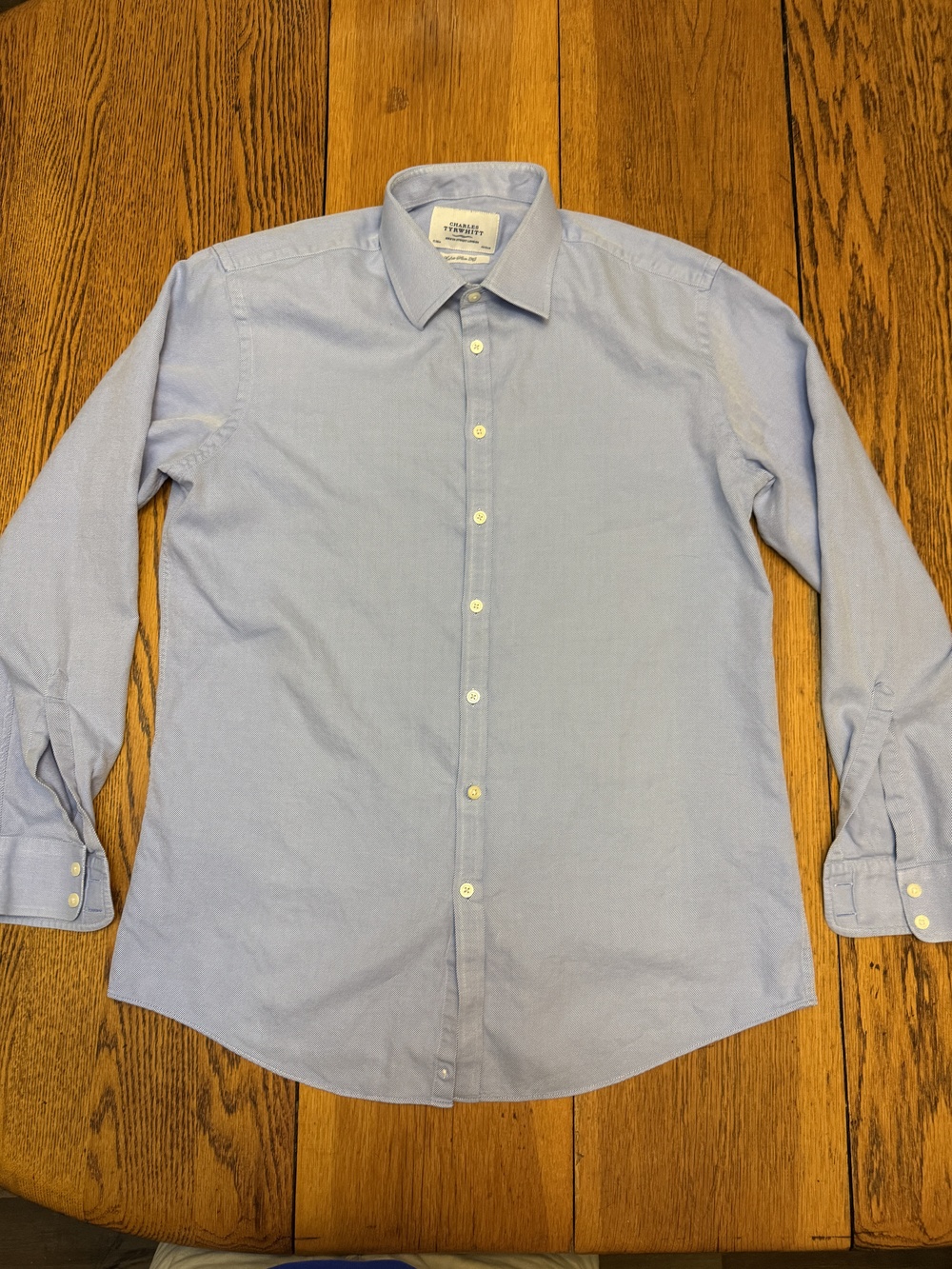 Charles Tyrwhitt Shirt Mens Extra Slim Fit 17 Blue Button Down Dress Oxford 43cm